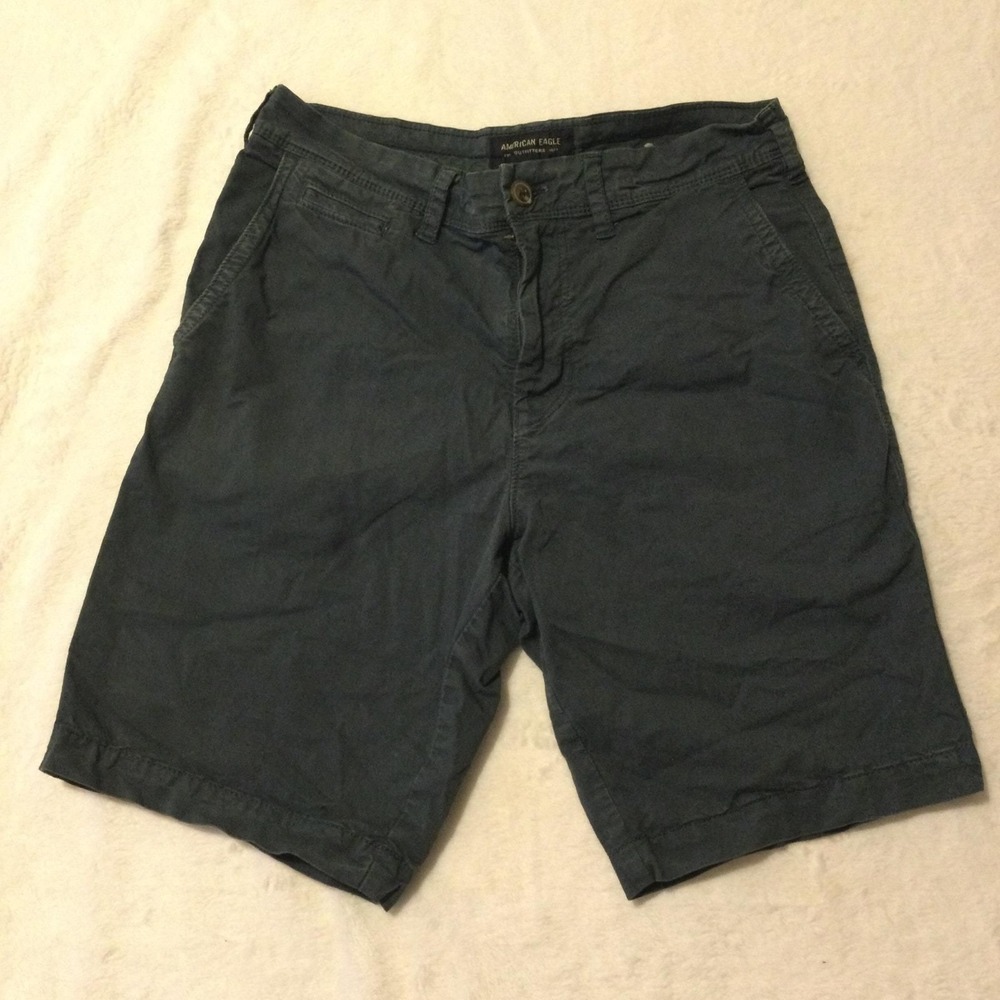 American Eagle Chino Shorts‎ Mens 29 Navy Blue Cotton Classic Flat Front Casual